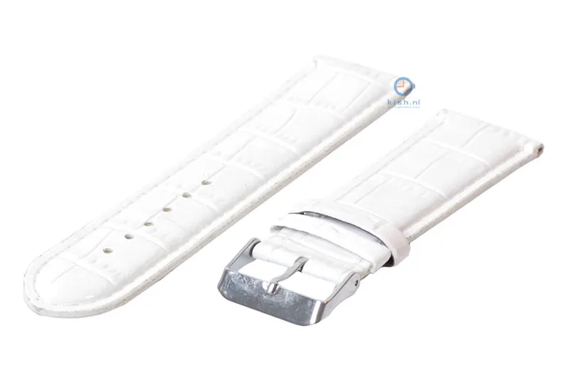 Horlogeband 24mm wit croco leer