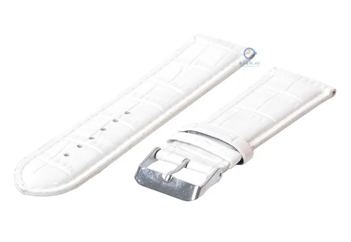 Horlogeband 24mm wit croco leer