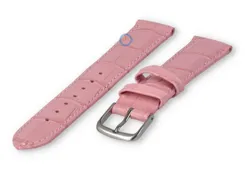 Leather strap with frizzled print - 16mm - pink