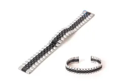 Uhrenarmband 18mm Stahl schwarz/silber