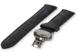 Luxe Hamilton horlogeband zwart leer - vlindersluiting - 20mm