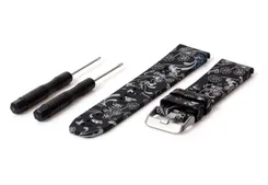 Garmin watchstrap Fenix 5/6/7 black with grey floral print