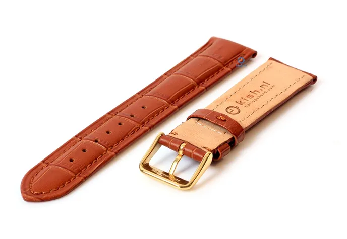 Watchstrap 18mm croco leather light brown