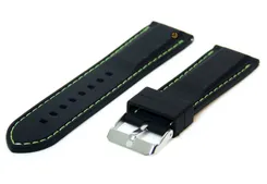 Watchstrap 20mm black-green silicone with quick release