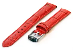 Horlogeband 14mm rood leer kroko