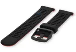 22mm siliconen bandje - ademend design - zwart/rood