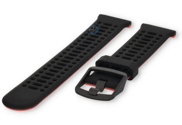 22mm siliconen bandje - ademend design - zwart/rood