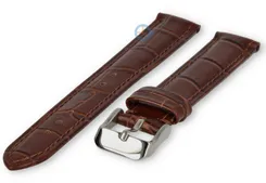 17mm - dark brown - odd-sized leather strap with croco