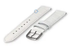 croc-print leather strap - 18mm - white