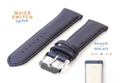 Leather watch strap 22mm with satin finish