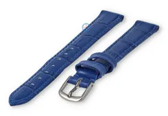 Leather XL strap with crocoprint - 12mm - royal blue