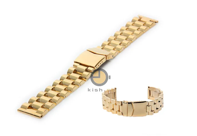 Watchstrap 18mm steel goud