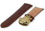 Luxury Maurice Lacroix watch strap dark brown leather - butterfly clasp (gold) - 22mm