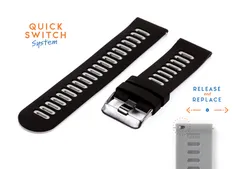 Siliconen horlogeband 22mm - zwart/grijs