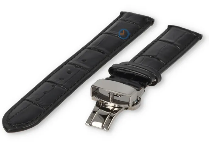 Luxe Certina horlogeband zwart leer - vlindersluiting - 20mm