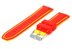 Reversible watchstrap 20mm red-yellow silicone