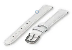 Leather XL strap with crocoprint - 12mm - white