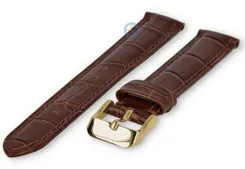 15mm - dark brown - leather strap with croco - gold