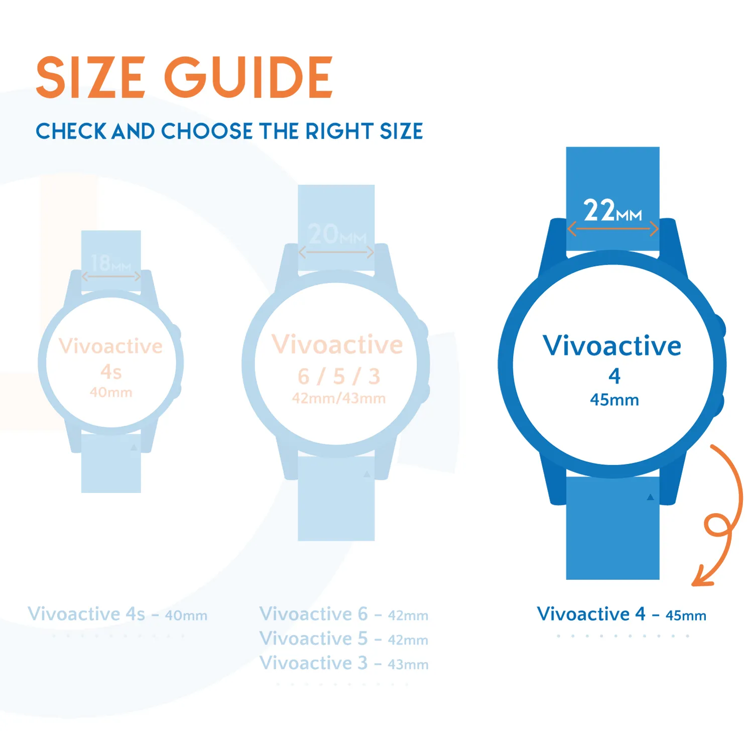 Garmin Vivoactive 4 (22mm) watchstrap darkblue