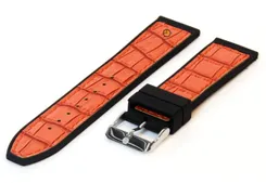 Watchstrap 20mm silicone with leather orange