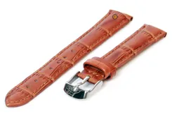 Horlogeband 14mm havanna bruin leer croco