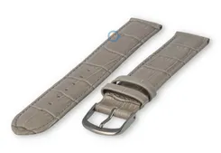 XL leather strap with frizzled print - 16mm - lightgrey