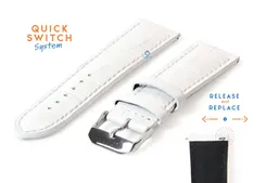 Watchstrap 22mm white croco leather