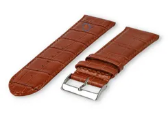 Calfskin XL strap with croco embossing - 28mm - rust-brown