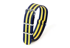 Watchstrap nylon 20mm darkblue/yellow