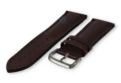 Silicone strap with leather top layer - 22mm - darkbrown
