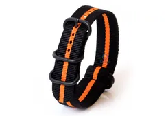 Watchstrap nylon 20mm black/orange