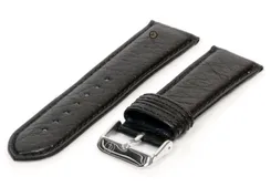 Horlogeband 24mm zwart bizon leer