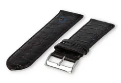 Calfskin XL strap with croco embossing - 28mm - dark brown