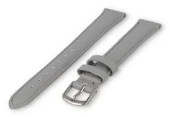 XL horlogeband glad leer - 16mm - lichtgrijs