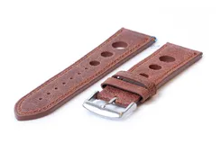 Watchstrap 22mm vintage triple hole brown leather