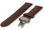 Luxe Edox horlogeband donkerbruin leer - vlindersluiting - 18mm