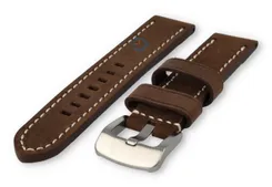Water-repellent leather watch strap - 20mm - dark brown