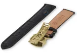 Luxury Maurice Lacroix watch strap black leather - butterfly clasp (gold) - 16mm