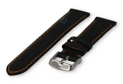 18mm hybrid strap - black with orange
