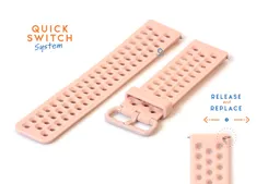 Horlogeband 23mm perforated siliconen roze