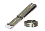 Elastic watchstrap 22mm nylon army green - yellow