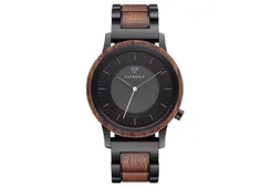 Kerbholz Uhrenarmband Fred Walnut Black Steel Solar