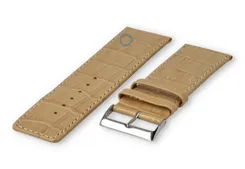 Calfskin strap with croco-relief - 28mm - sand