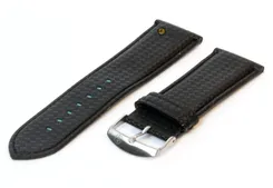 Horlogeband 24mm zwart waterproof leer