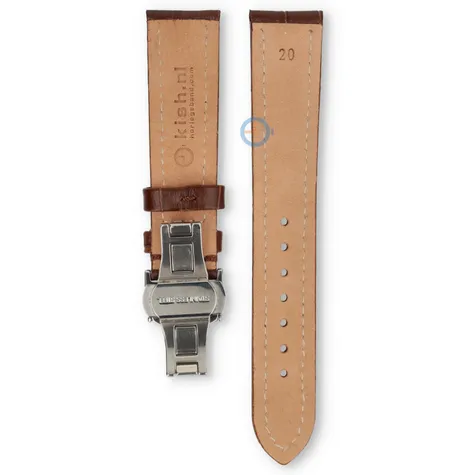 Luxuriöses Edox-Uhrenarmband aus braunem Leder – Faltschließe – 20 mm