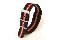 Watchstrap 20mm nylon black/red/yellow