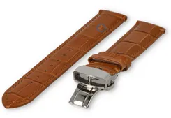 19mm - cognacbrown - croco leather strap with butterfly-clasp