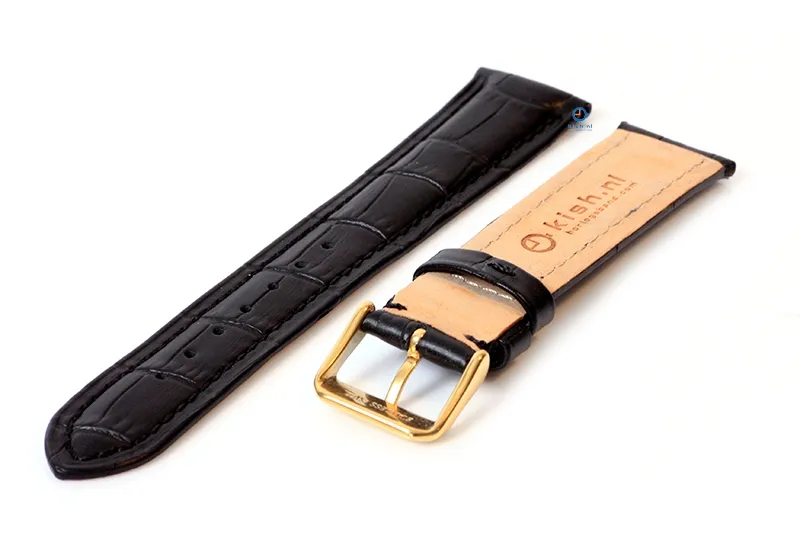 Watchstrap 18mm croco leather black