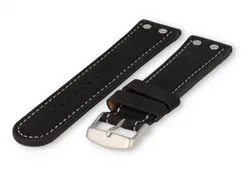 Flieger XL watch band 24mm black leather