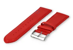 24mm watch strap smooth leather - bright red
